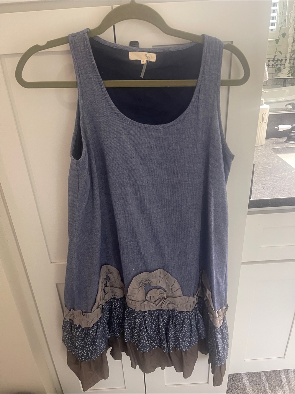 Rye Blue and Taupe Layered Sleeveless Tunic Dress